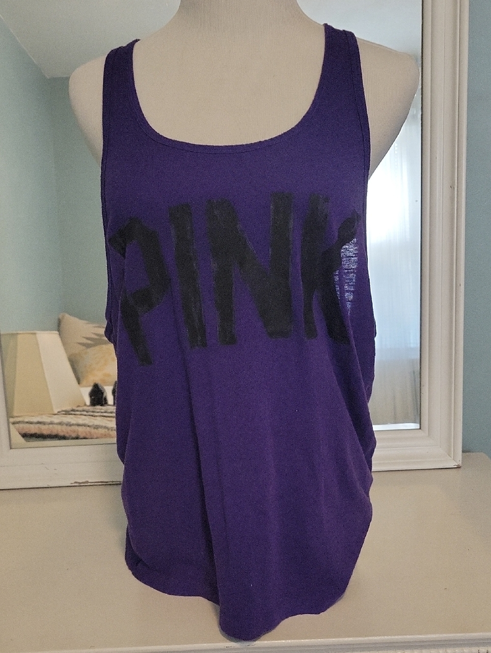 PINK Victoria's Secret Purple Scoop Tank with Black Logo